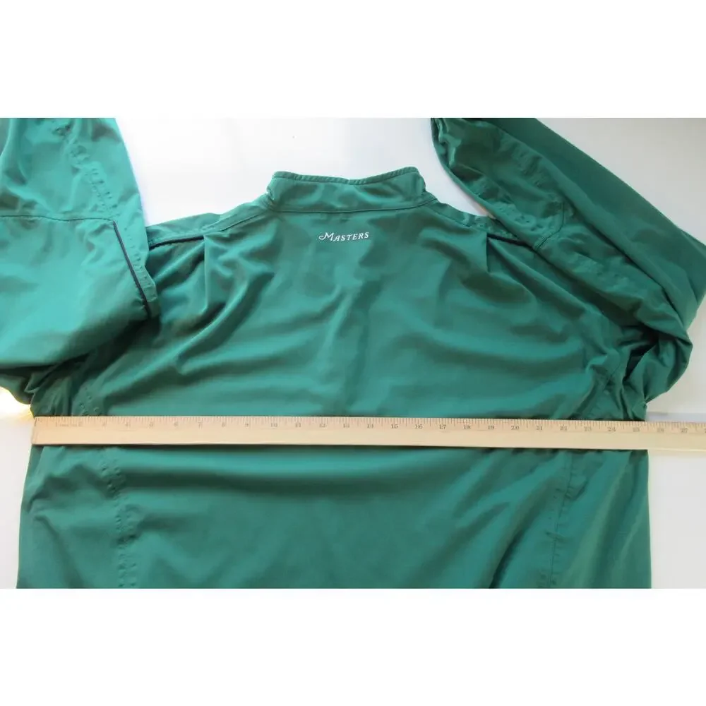 Masters Tech Men’s Green 1/4 Zip Long Sleeve Golf Pullover Jacket Pockets Logo L